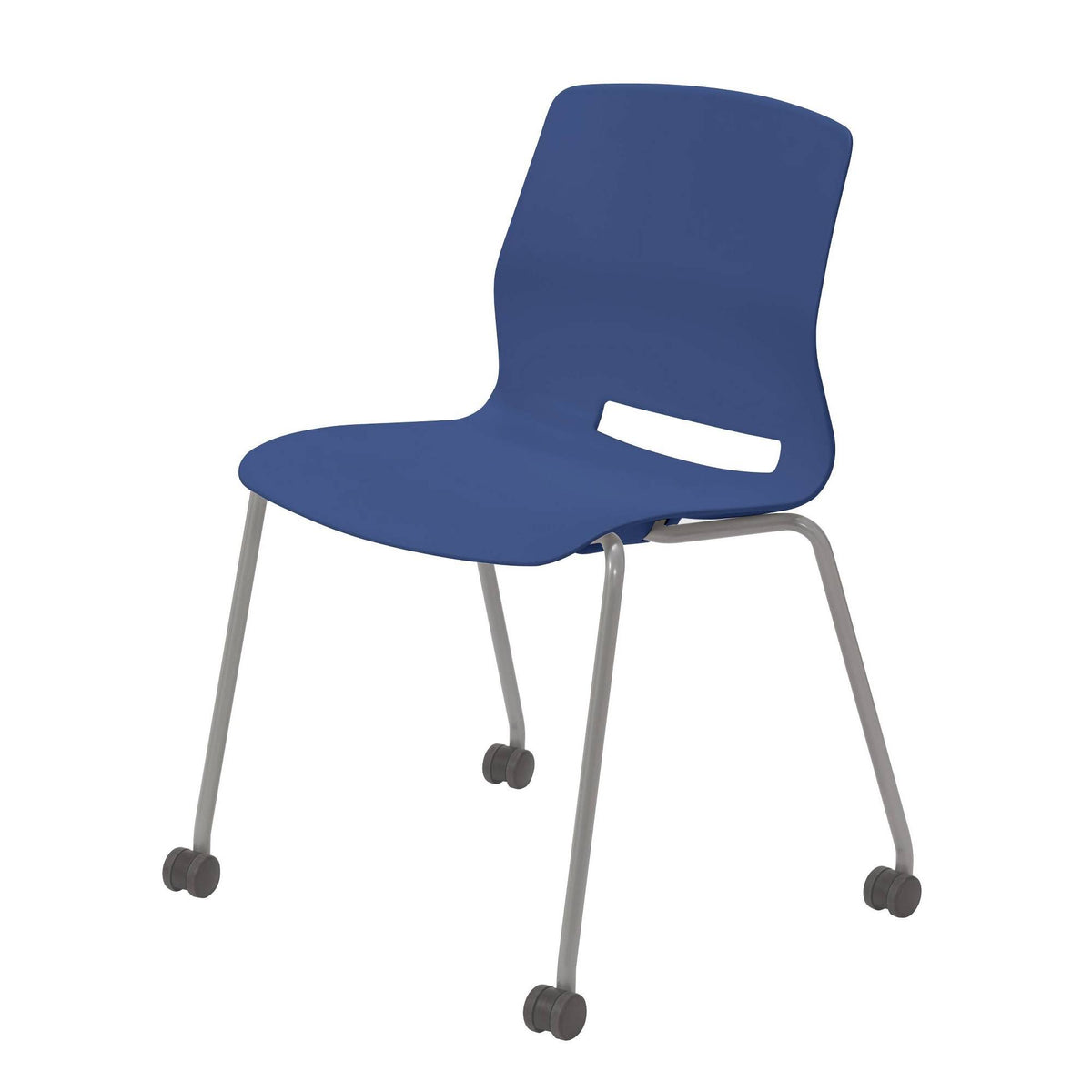 Navy Armless Stack Chair with Casters C597537