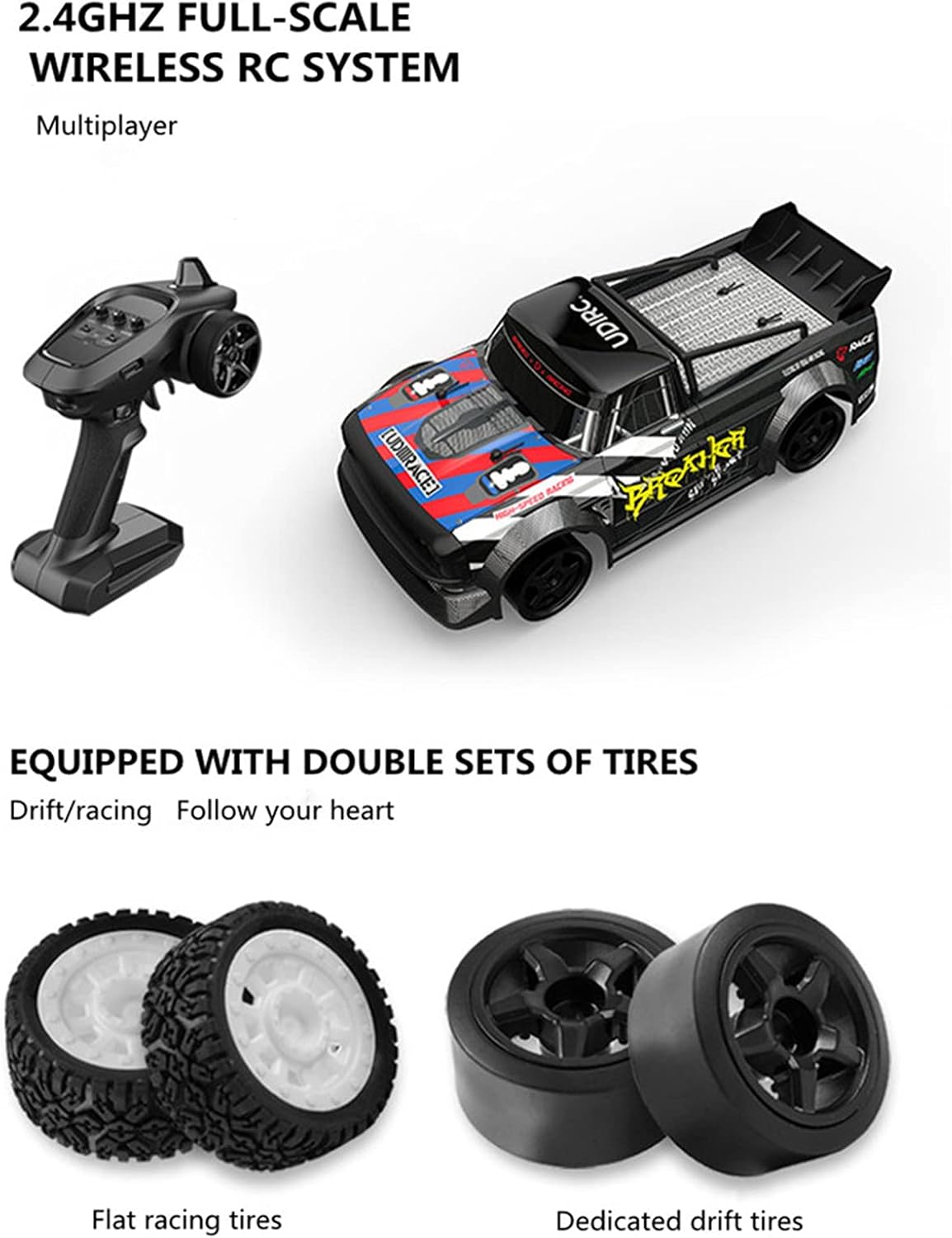 1:16 Scale 2.4GHz Remote Control RC Drift Car 4WD RTR T649