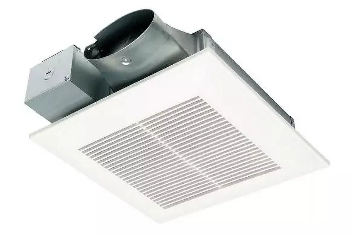 DC Fan with ECM motor and Pick-A-Flow 50, 80 or 100 CFM, Built-in Condensation Sensor, ceiling or wall mount, 3-3/8" housing depth N488447