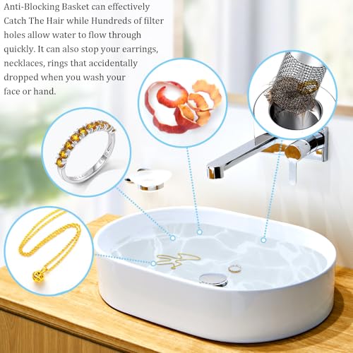 2Pcs Universal Sink Drain Stopper with Hair Catcher R458543