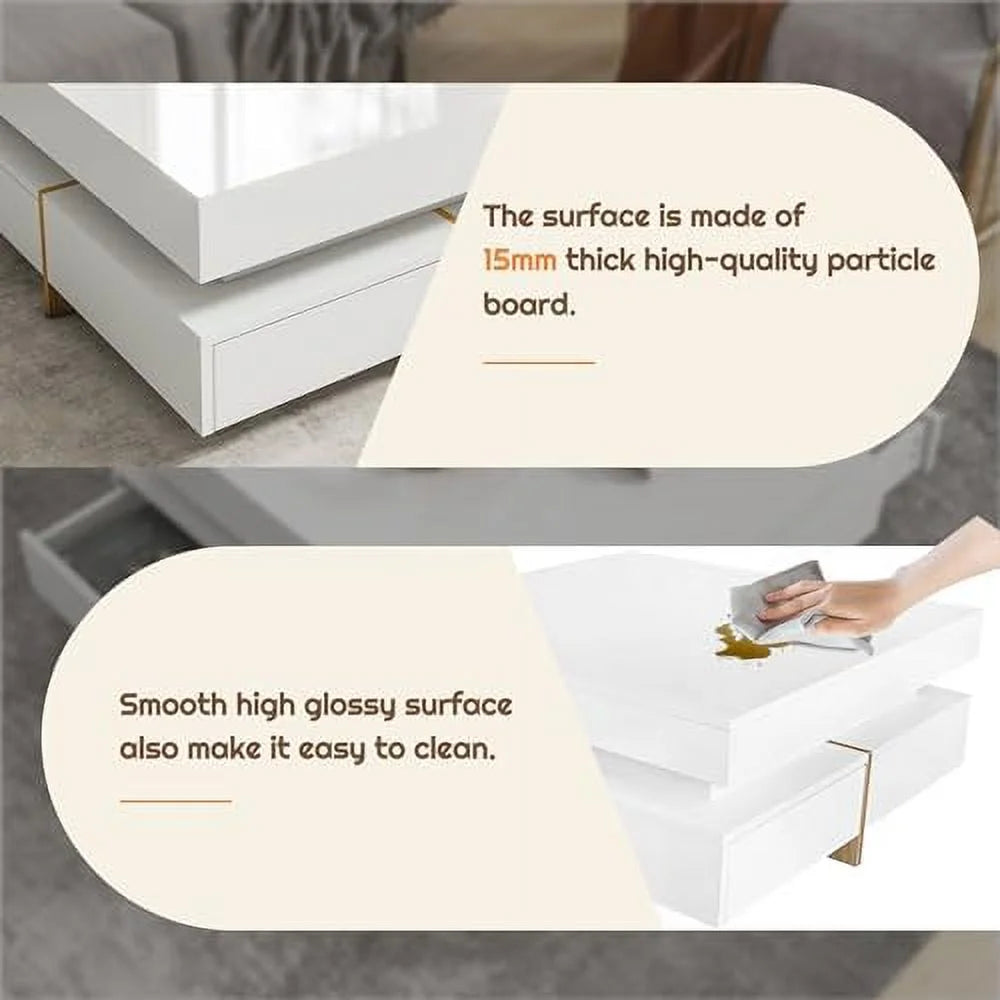 White Square Coffee Table with 4 Drawers F377857