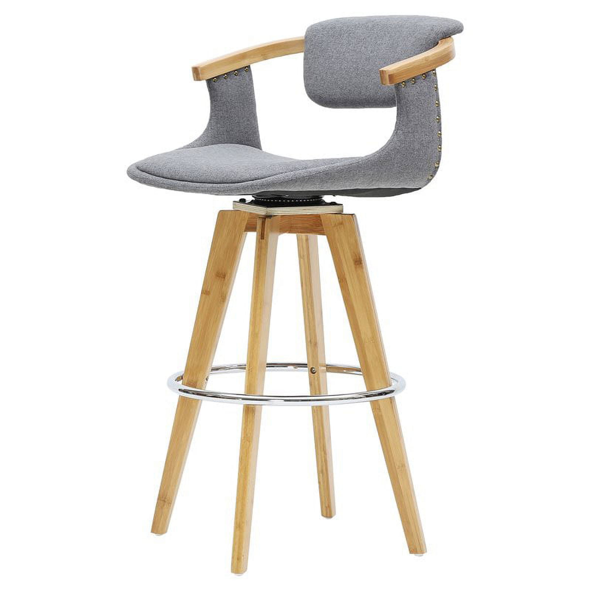 26" Fabric Bamboo Counter Stool in Gray/Natural W129