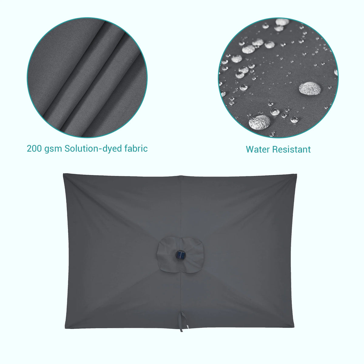 10 x 6.5ft LED Solar Patio Umbrella with Non-Fading Canopy J974