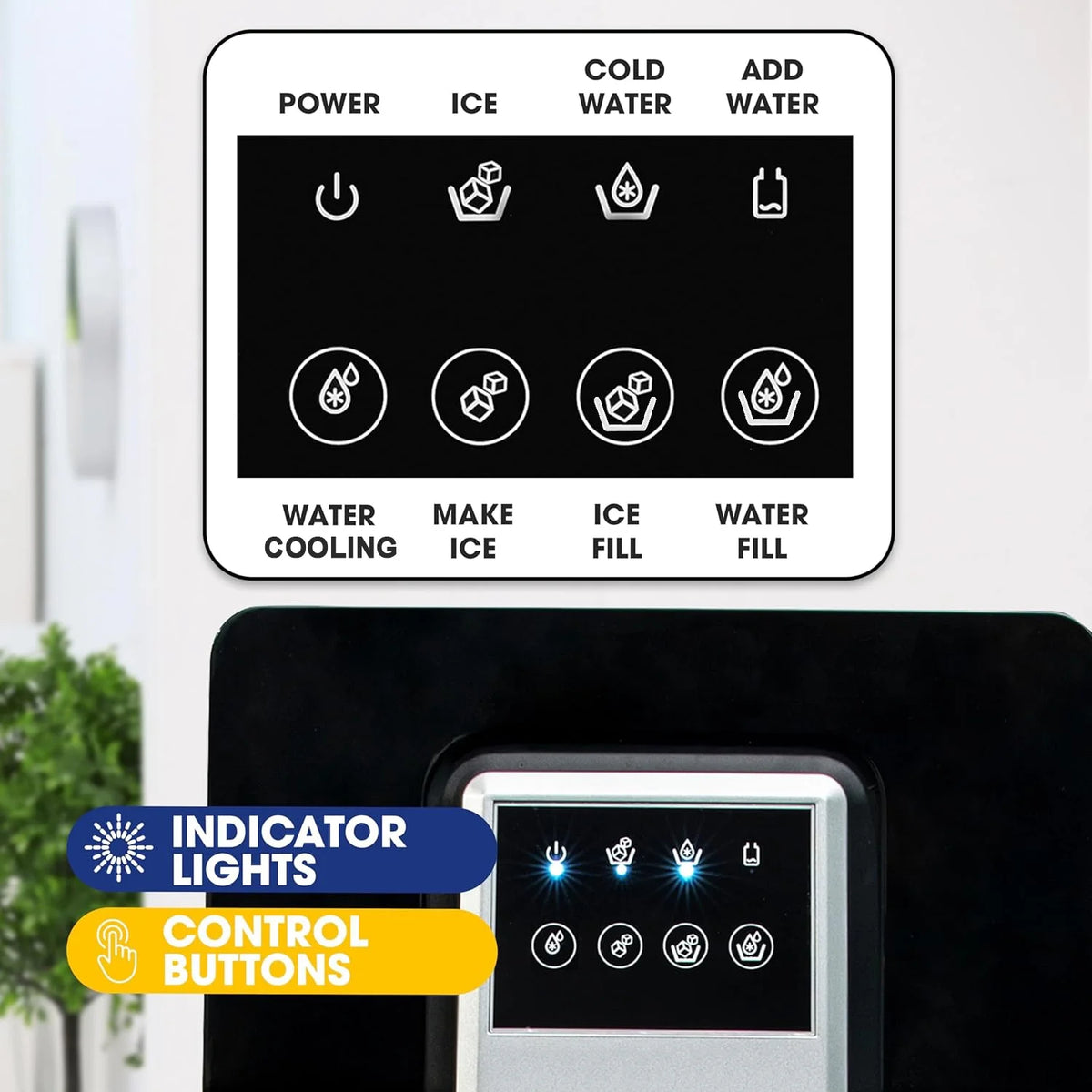 Bottom Loading Water Cooler Dispenser with Ice Maker for 3 Gallon Bottle Black L629795