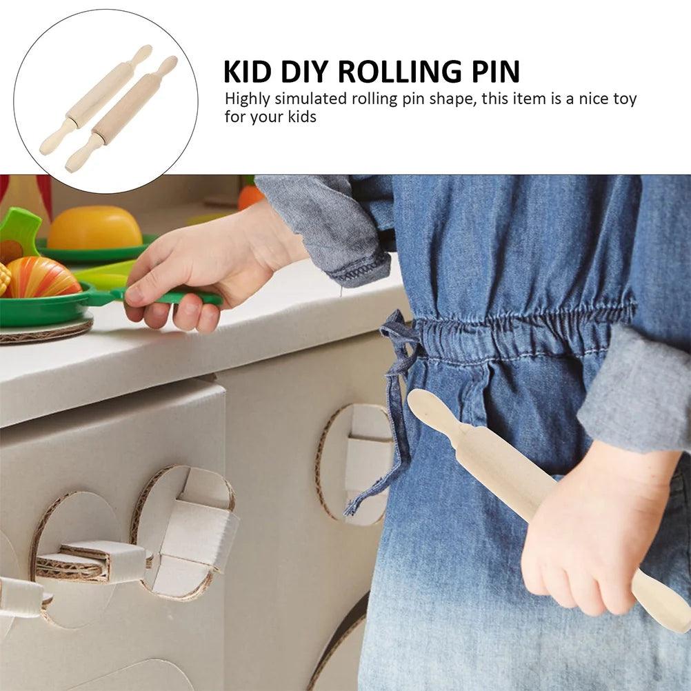 6 Pcs Wooden Rolling Pin Toy Playset D369