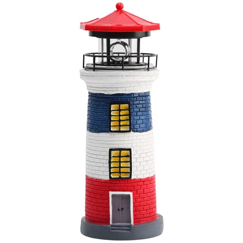 Black and White LED Solar Power Lighthouse Statue G405