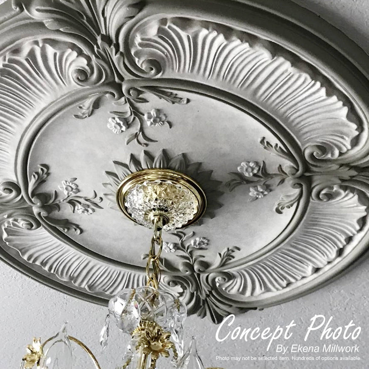 24 1/4 inchod x 3 7/8 inchid x 2 inchp Hand-Painted Flash Gold Ceiling Medallion D580