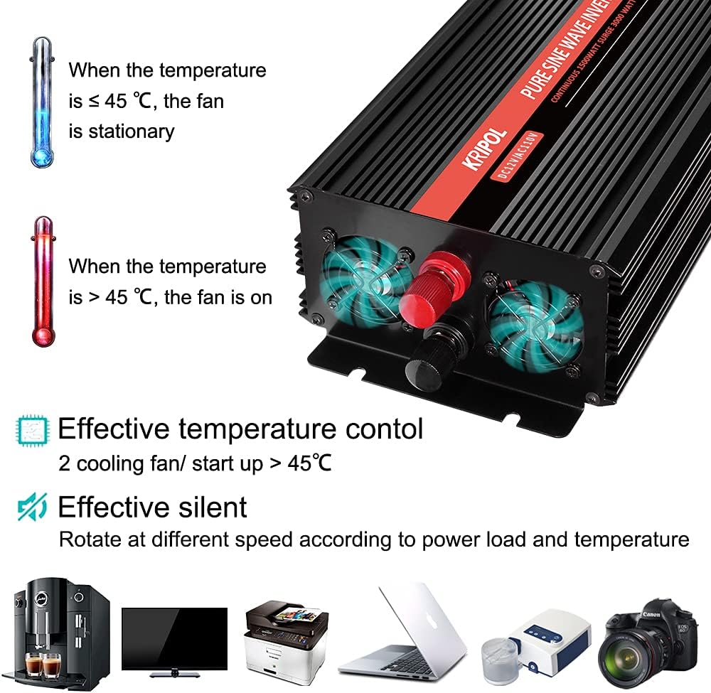 2000 Watt 12V DC to 110v/120v AC Power Inverter with 4 AC Outlets and USB Output Y968791
