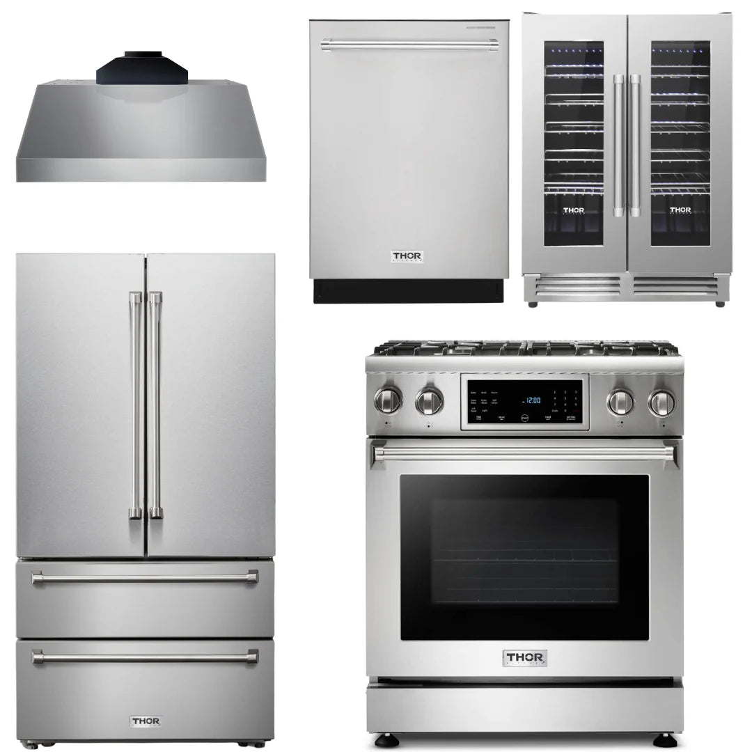 30 Gas Range, Range Hood, Refrigerator, Dishwasher, Wine Cooler C516518