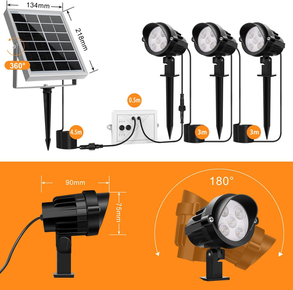 4-in-1 Solar Landscape Lights, IP66 Waterproof, 2700K/4000K/6000K H68288
