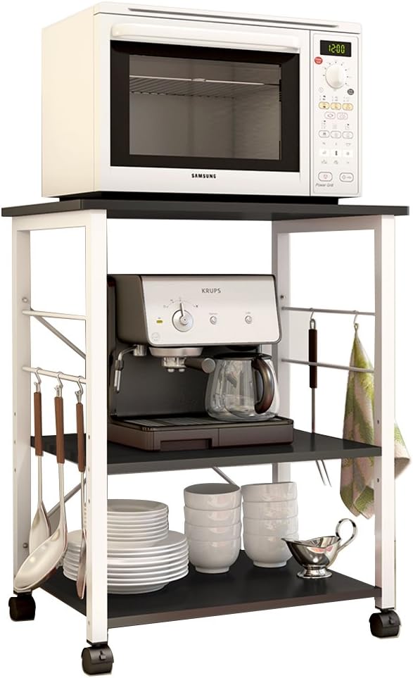 White Oak 3-Tier Kitchen Baker's Rack Microwave Oven Stand Storage Cart Workstation Shelf L38193