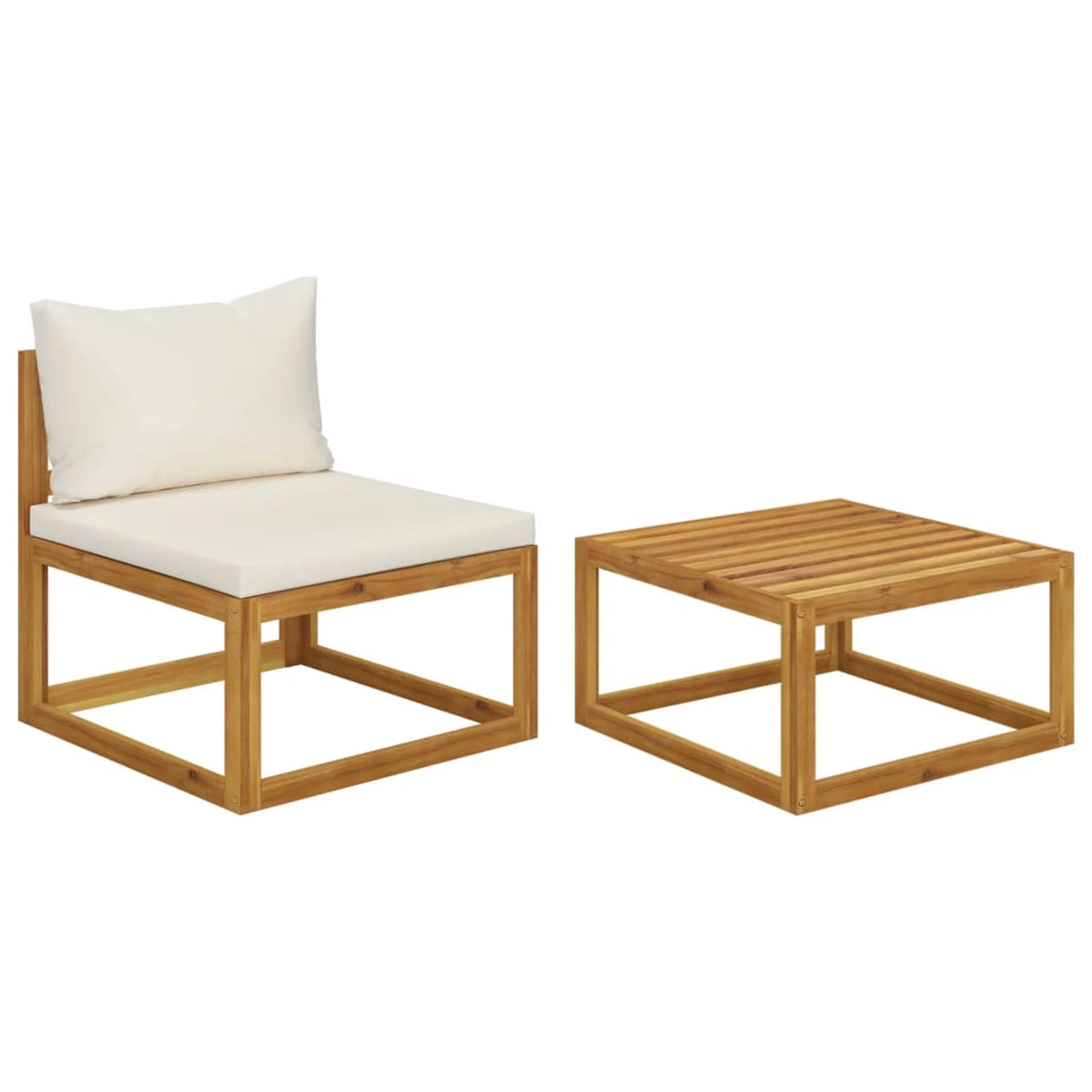 2 Piece Acacia Wood Patio Sofa Set with Cushion H14591