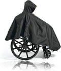 Black Full Waterproof Zip Front Wheelchair Poncho D9258