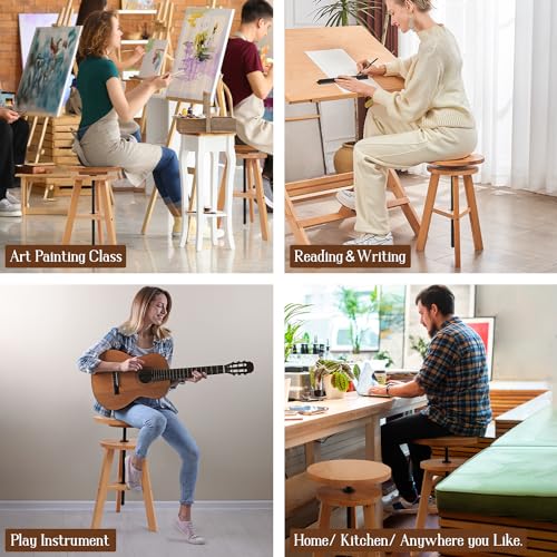 Natural Solid Beech Wood Swivel Stool A5049