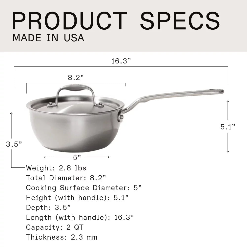 2 Quart Stainless Steel Saucier Pan C534