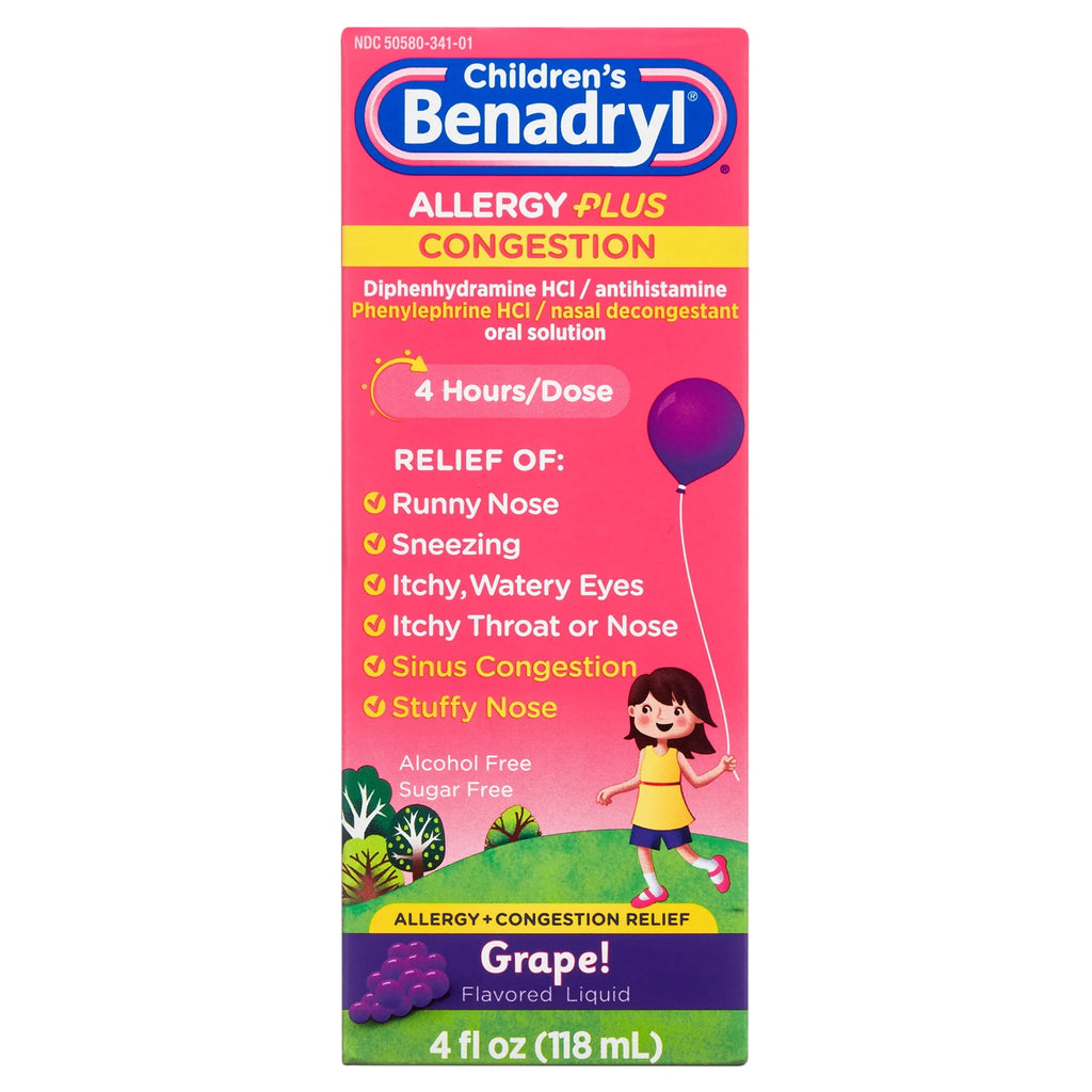 Children's Allergy Plus Congestion Relief Liquid, Grape, 4 fl. oz M81853