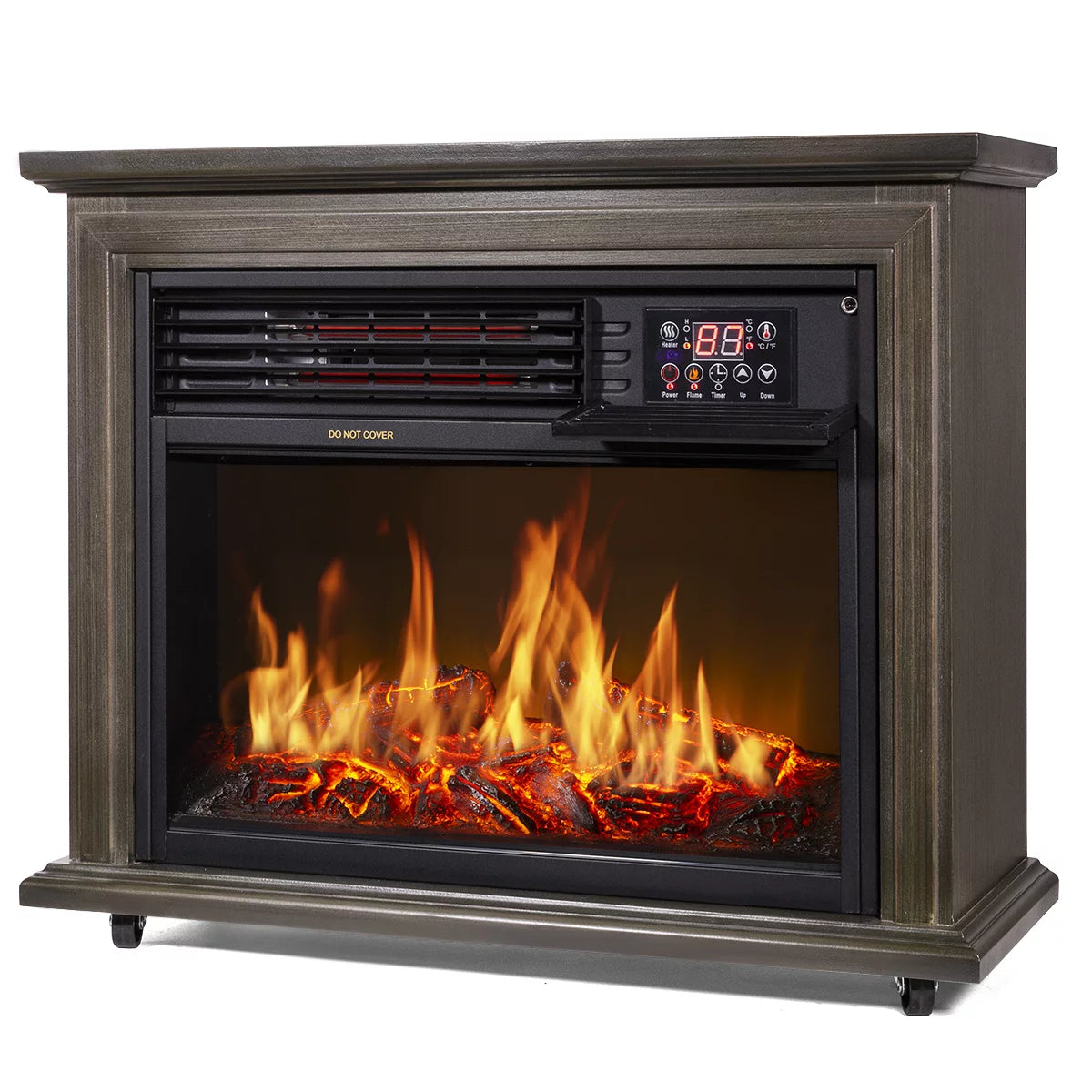 1500W Electric Fireplace Heater with Caster D137