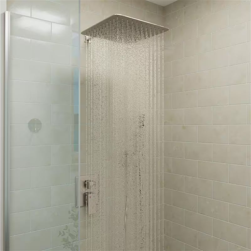 12 in. Wall Mount Dual Shower Head Hand Shower Faucet in Brushed Nickel U214589