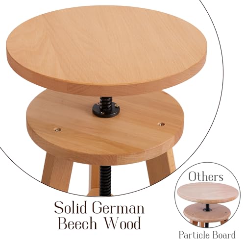 Natural Solid Beech Wood Swivel Stool A5049