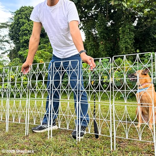 White Metal Wire Decorative Garden Fence 10 Panels D75342