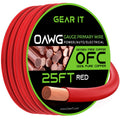 1/0 Gauge Oxygen Free Copper OFC 25ft Red Translucent Primary Automotive Wire W287