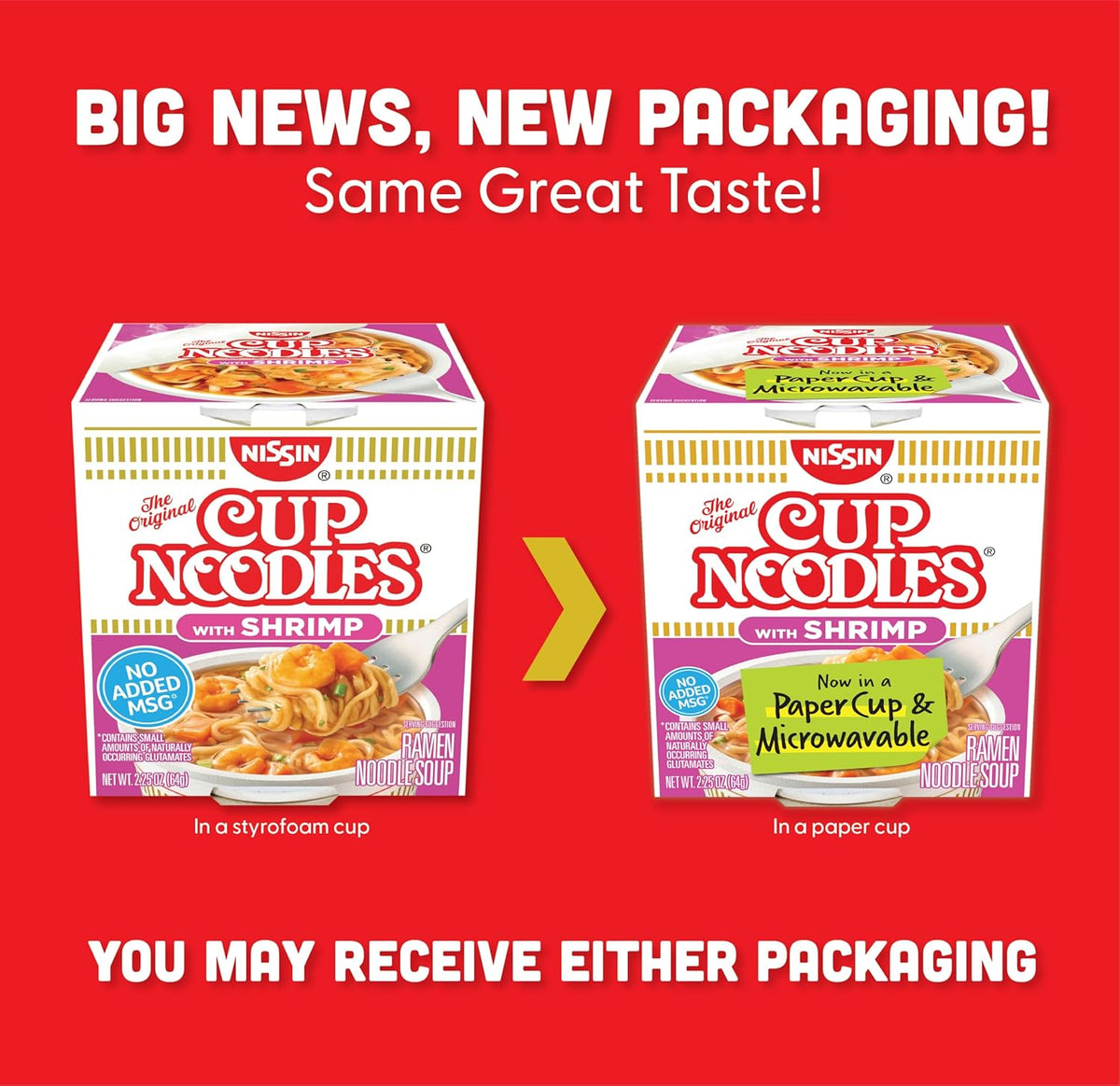 Cup Noodles Soup Shrimp Flavor 2.25 oz (case of 12) J128
