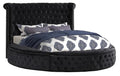 Circle Velvet Tufted Upholstered Platform Storage Bed (Cream, California King) B441