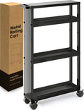 Black 4 Tier Rolling Metal Storage Cart R57629