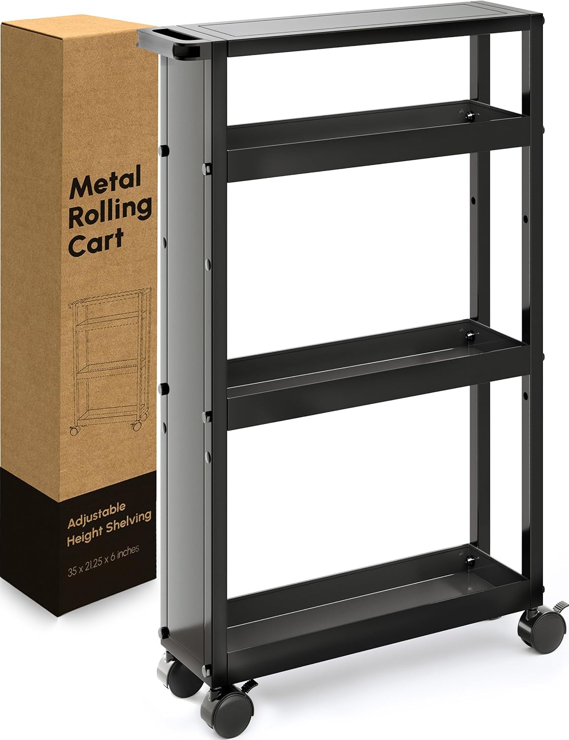 Black 4 Tier Rolling Metal Storage Cart R57629