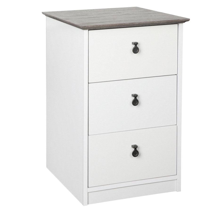 White Gray Oak 3 Drawer Filing Cabinet X6548