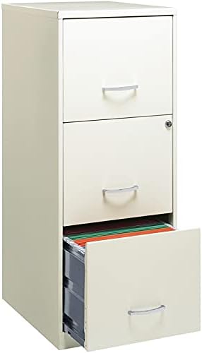 3 Drawer Vertical Metal File Cabinet with Lock Pearl White I9841