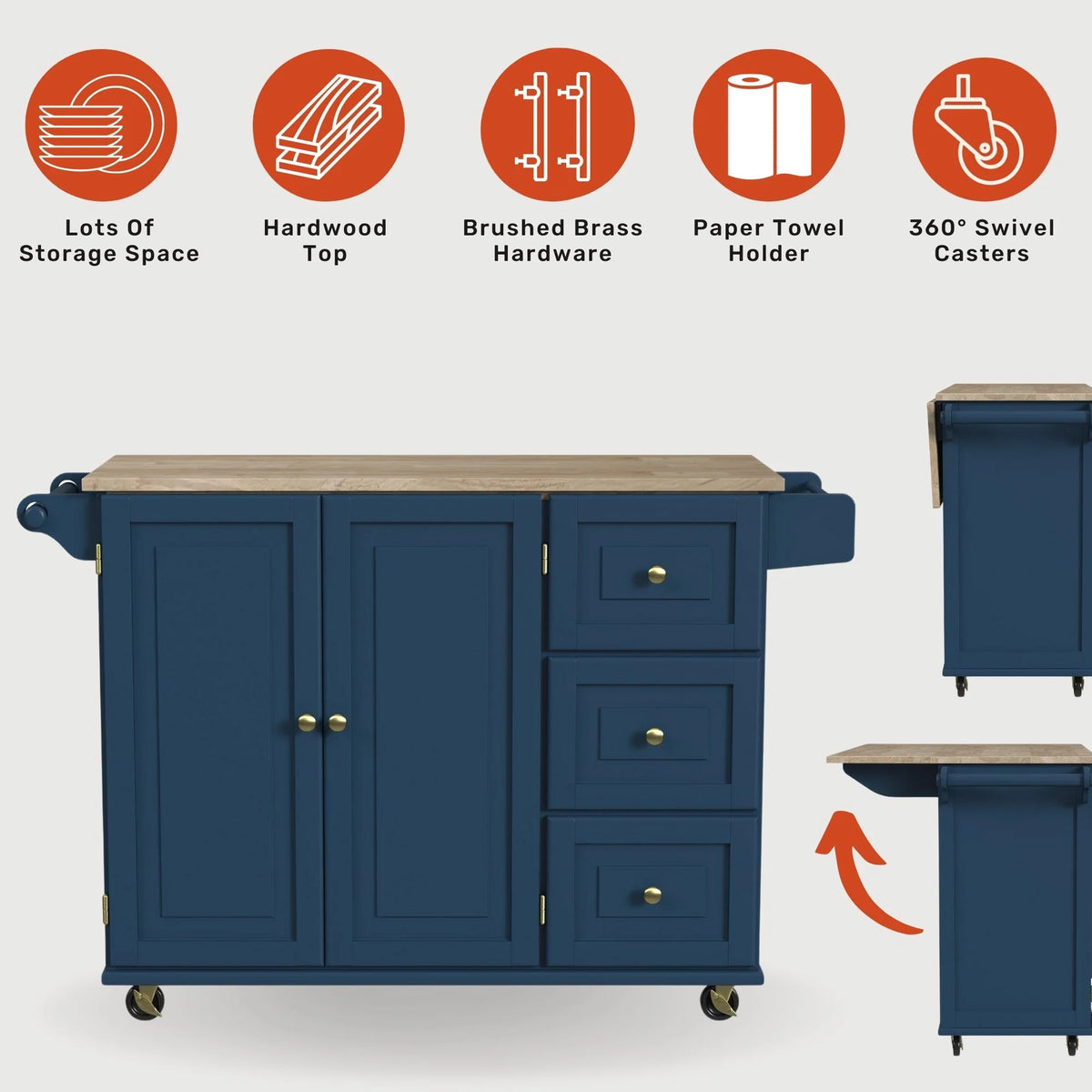 Blue Engineered Wood Kitchen Cart B368242