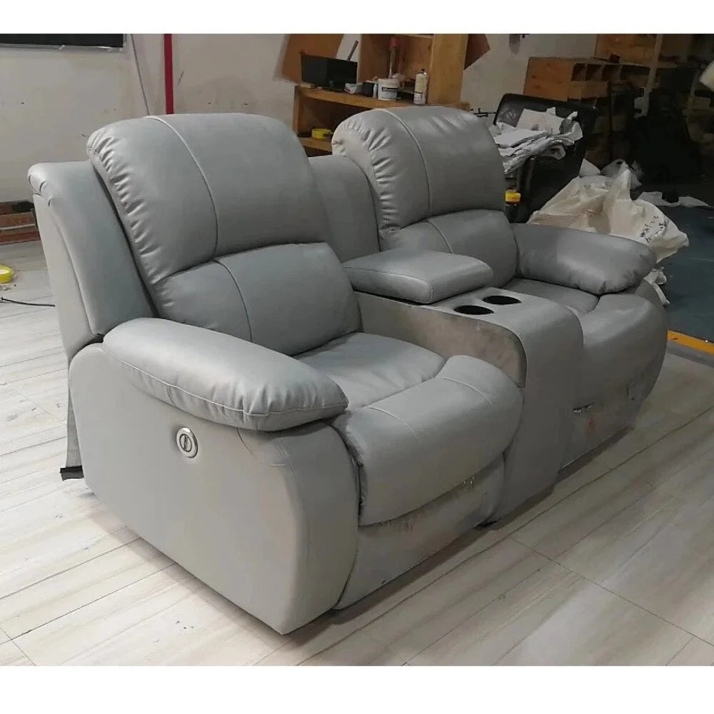 Manual Electric Recliner Sofa Genuine Leather Couch R6615