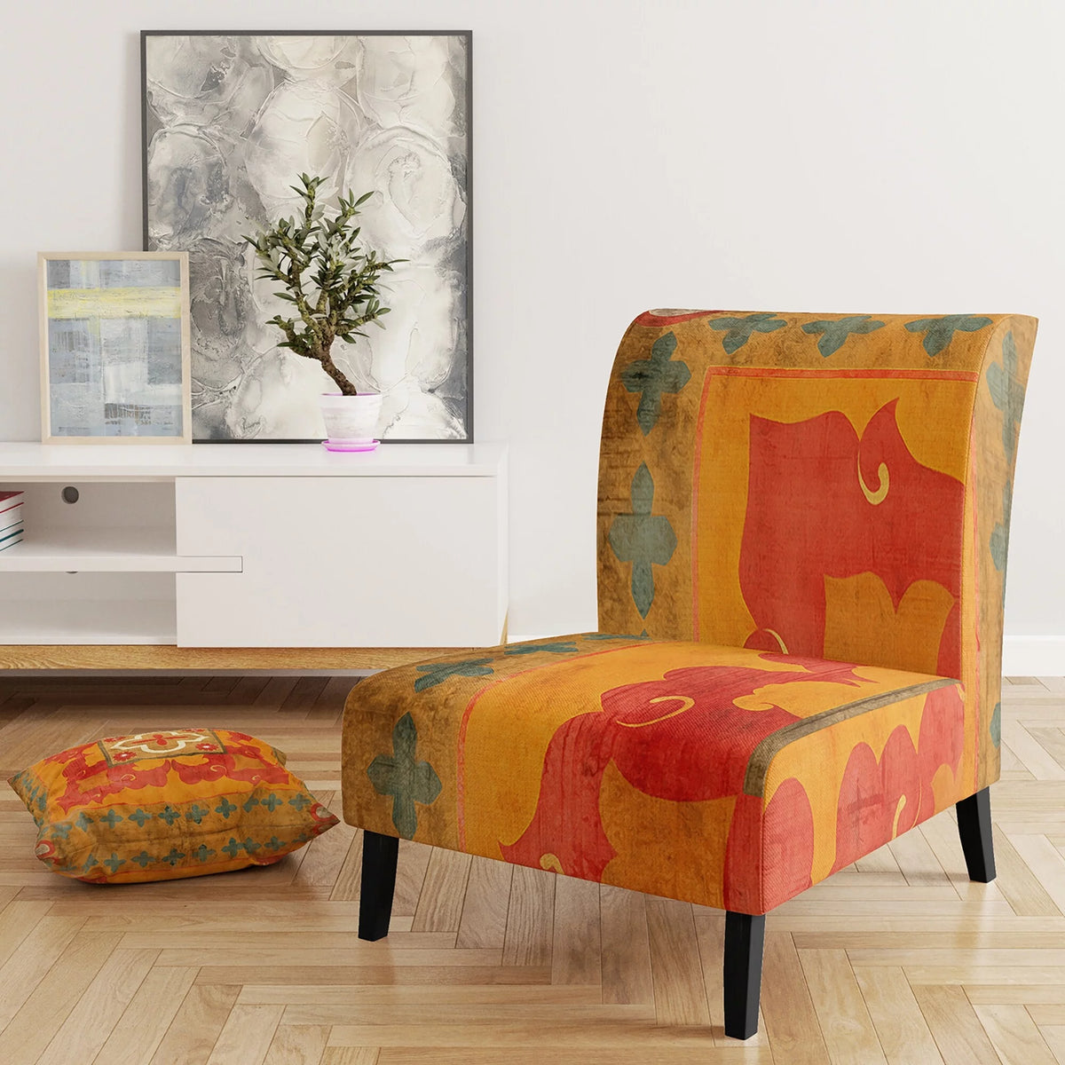 Orange Upholstered Accent Chair D1600
