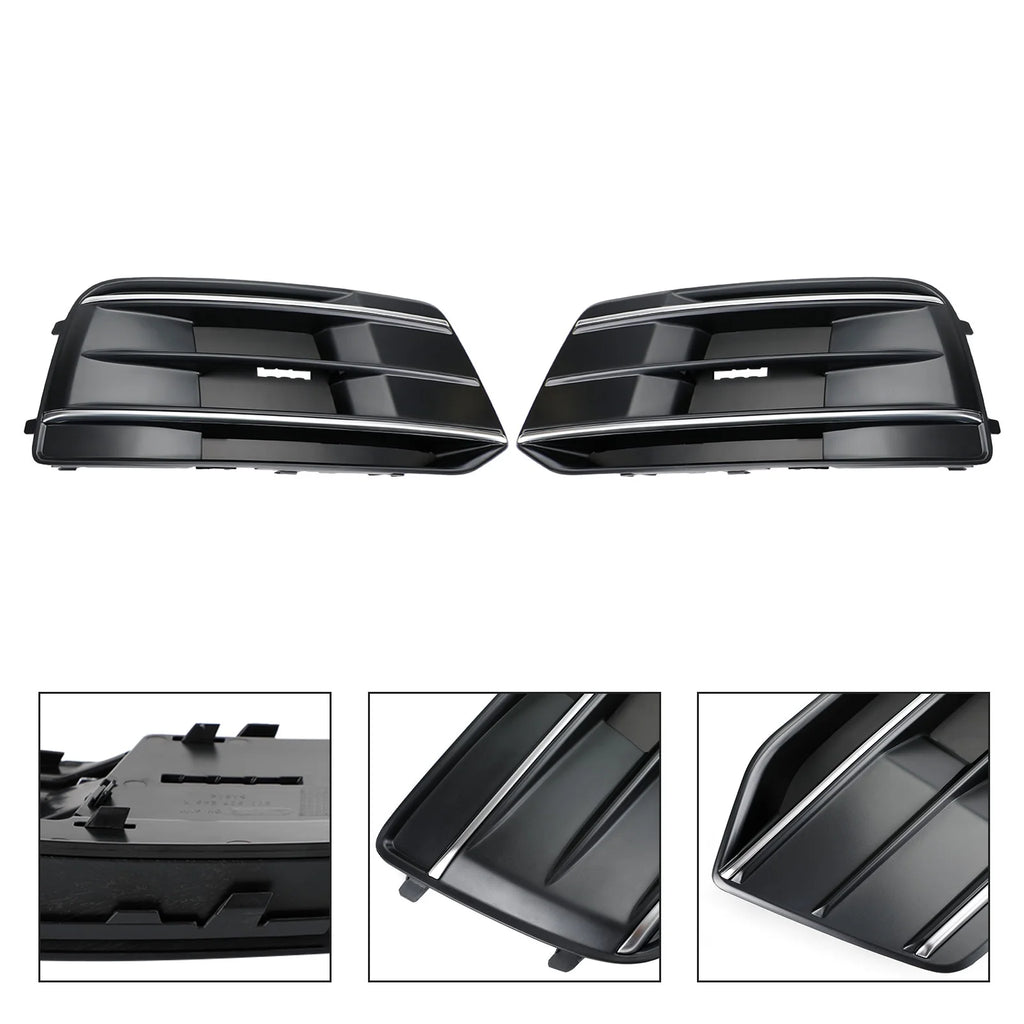 Front Bumper Cover Grille Bezel Insert for Audi Q5 2018-2022 Black/Chrome I499