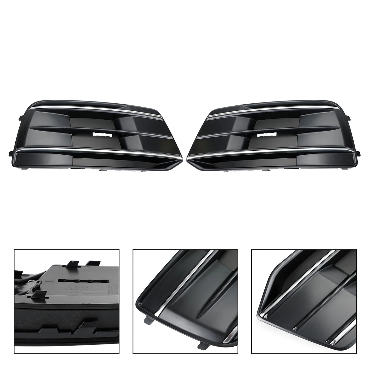 Front Bumper Cover Grille Bezel Insert for Audi Q5 2018-2022 Black/Chrome I499
