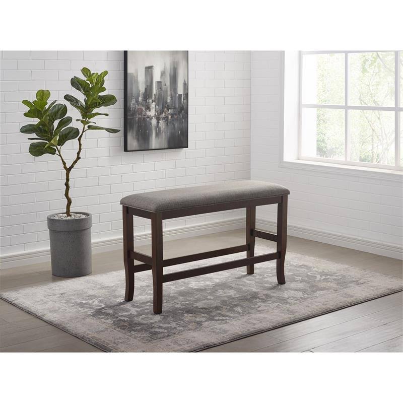 Oak Fabric Counter Height Dining Bench U8752