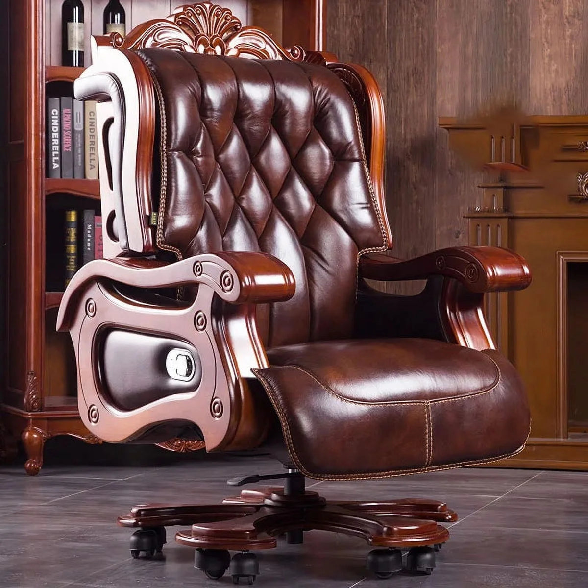 Foldable Swivel Leather Lounge Recliner W299