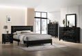 Black Solid Wood Queen Bedroom Set 6pcs I795