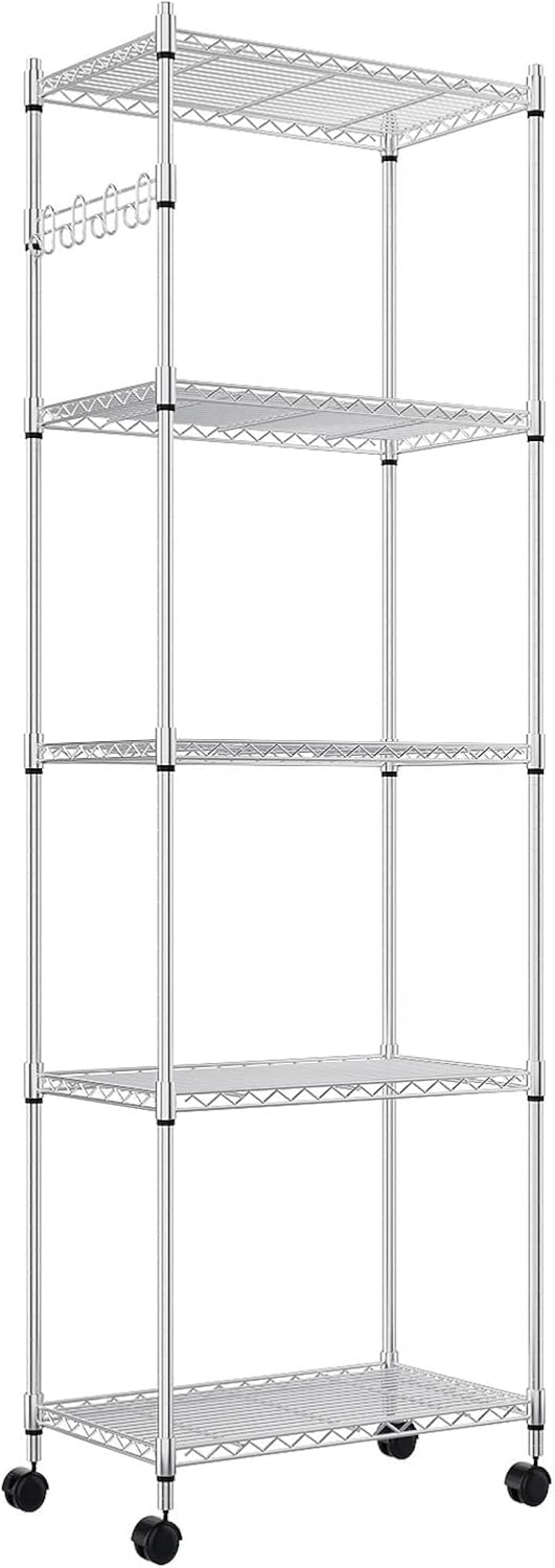 6-Shelf Heavy Duty Metal Wire Shelving Unit with Hooks N972892