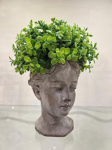 Grey Cement Goddess Head Planter Z7176