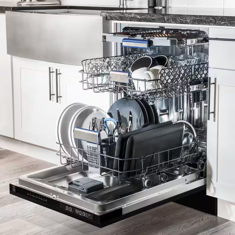 18 in. 8-Cycle Tall Tub Dishwasher with 3rd Rack in Black Stainless Steel C824784