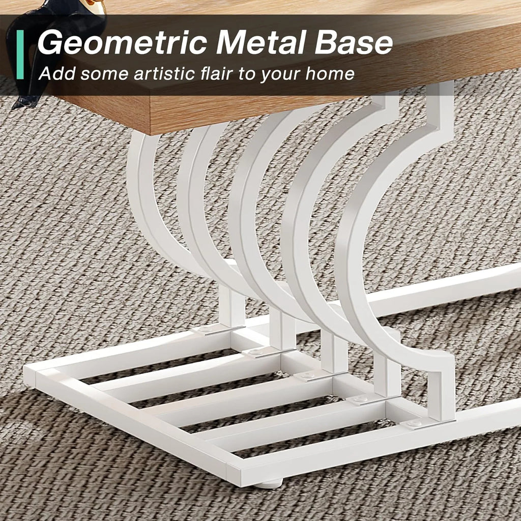 47 Inch Rustic Coffee Table with Geometric Frame R718182