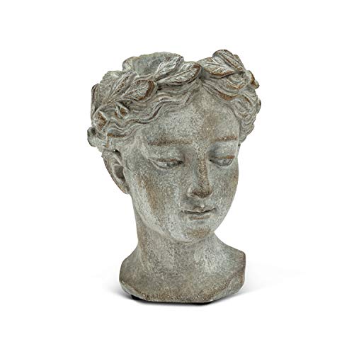 Grey Cement Goddess Head Planter Z7176