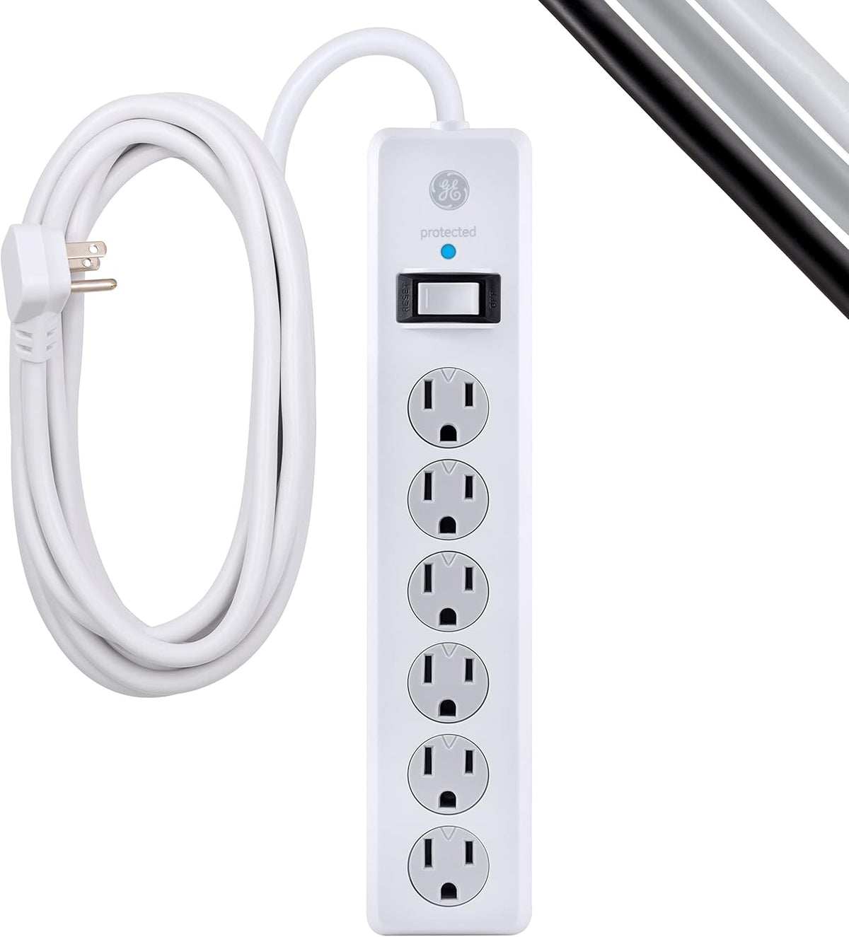 6-Outlet Surge Protector 2 Pack 20 Ft Extension Cord White J5091
