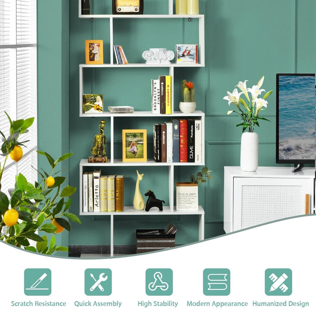 Black S-Shaped Bookshelf P60917