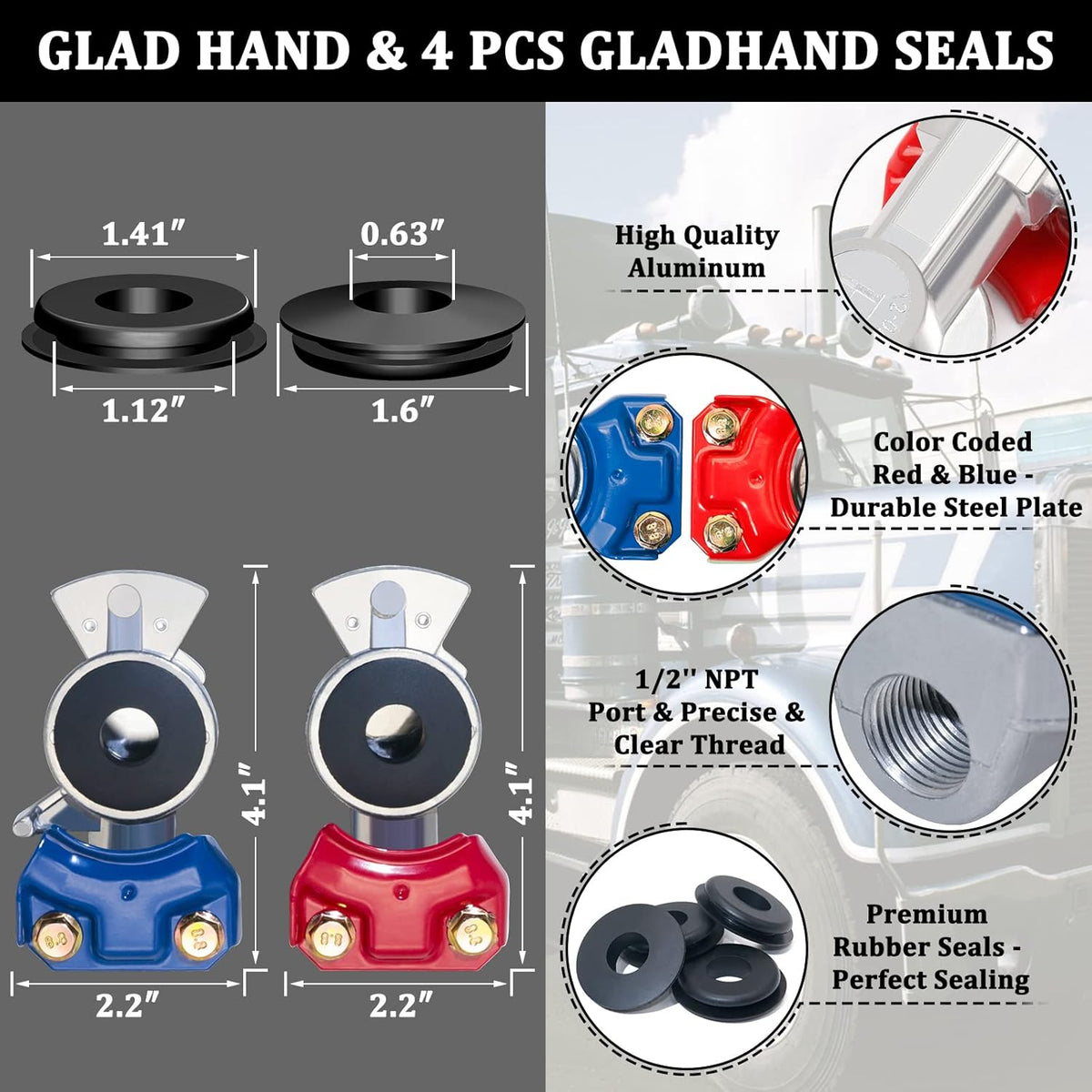 12 FT Semi Truck Air Hose Kit with Glad Hands B6999
