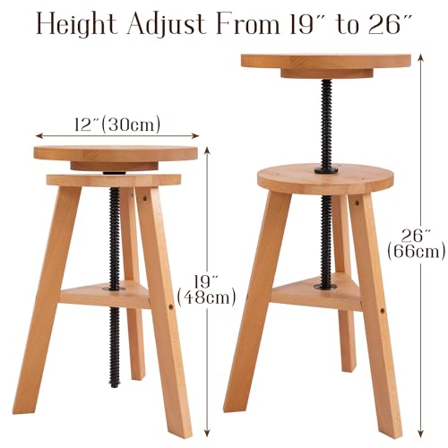 Natural Solid Beech Wood Swivel Stool A5049