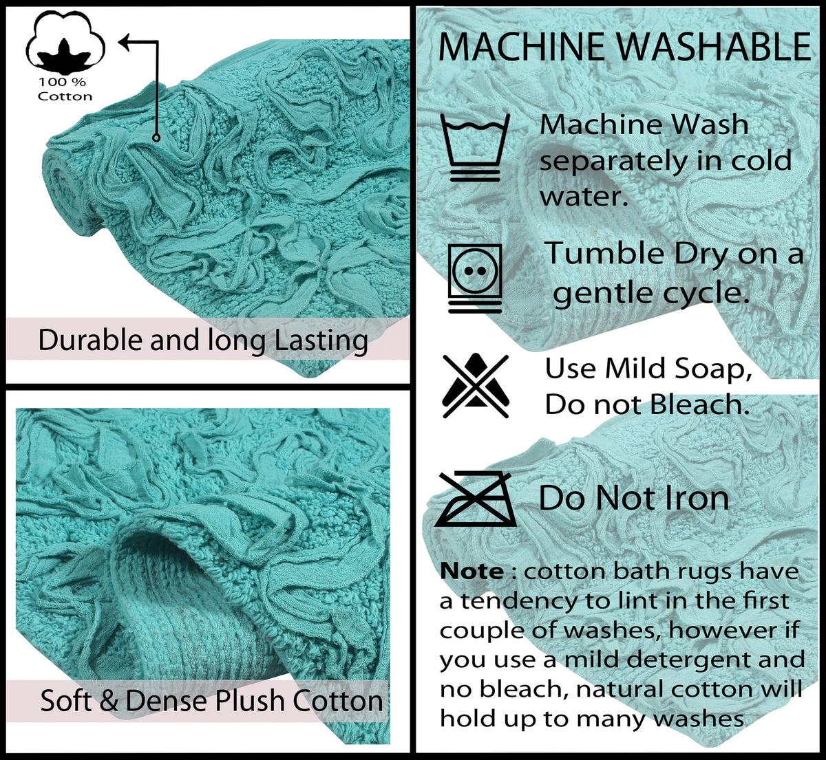 Turquoise 5 Piece Cotton Bath Rug Set K66928