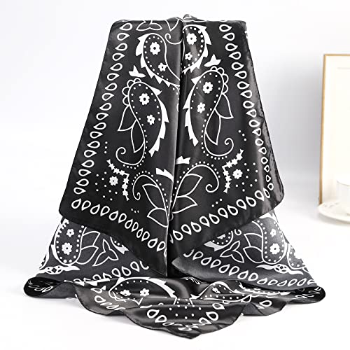 35” Satin Large Square Head Scarves - 4PCS Silk Like Neck Scarf Hair Sleeping Wraps H6226